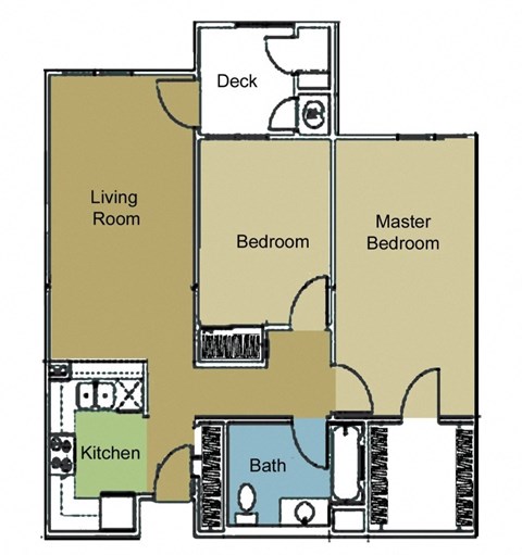 a floor plan of a room with a bedroom and a living room